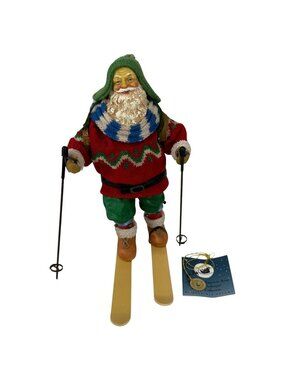 Clothtique Possible Dreams Skiing Santa Figurine 1989 Snow Ski Vintage Christmas